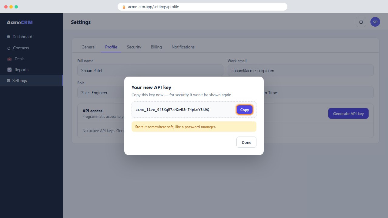 Step 5 - Copy and securely store the key